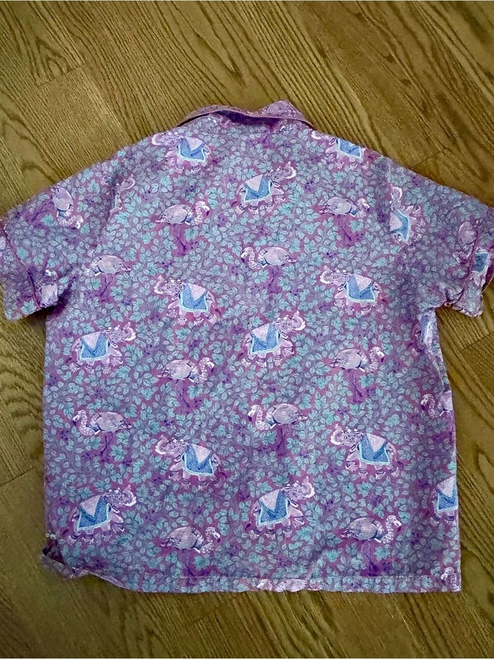 *PRINTFRESH Organic Cotton Elephant Flamingo Pajama Top Pink Tropical Lounge - Picture 5 of 8